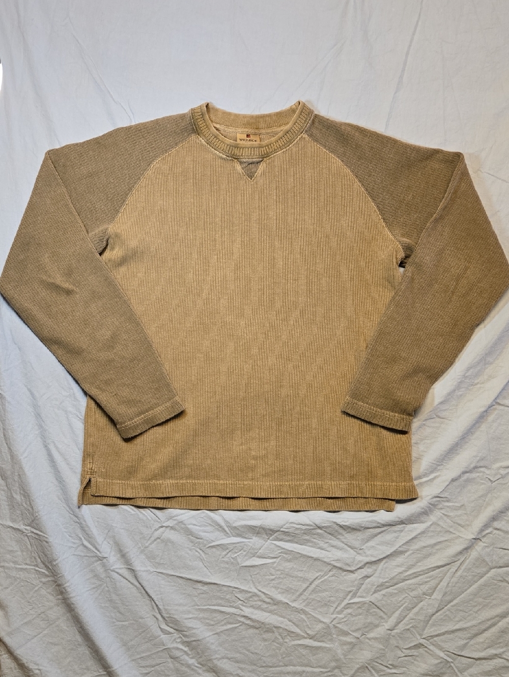 Woolrich Tan Ribbed Pullover Crewneck Lightweight Sweater Vintage 90s